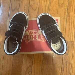 Vans Kids Black and White Velcro Skate Sneakers